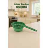 Melkan Home Katlanabilir Süzgeç, Saplı Akordiyon Süzgeç, Yer Kaplamaz Silikon Katlanır Süzgeç 600 ml Yeşil
