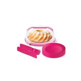 Melkan Home Kek Fanusu & Pasta Fanusu Kilitli Kapaklı Kek Fanusu 7 Litre Pasta Tabağı Çatal Bıçak 6'lı Set Pembe Milenyum Pembe