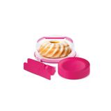 Melkan Home Kek Fanusu & Pasta Fanusu Kilitli Kapaklı Kek Fanusu 7 Litre Pasta Tabağı Çatal Bıçak 8'li Set Pembe Milenyum Pembe