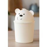 Melkan Home Masa Üstü Çöp Kutusu, Ayıcıklı Çöp Kovası, Mini Çöp Kutusu, Masa Üstü Mini Çöp Kutusu 1 Litre Beyaz