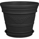 Melkan Home Papatya Desen Antik Saksı 21 Litre - 38x32 cm / 21L - Siyah