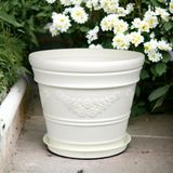 Melkan Home Papatya Desen Antik Saksı 21 Litre Modern Papatya Desenli Saksı - 38x32 cm / 21L - Beyaz