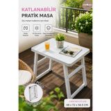 Melkan Home Portatif Katlanır Masa – Çok Amaçlı Katlanabilir Piknik, Kamp ve Bahçe, Balkon Masası 48x72x56,5 cm