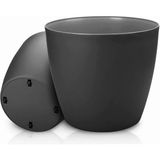 Melkan Home Siyah Tekerlekli Saksı 48 Litre Yuvarlak Plastik 45x40 cm Modern Tasarım