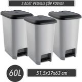 Melkan Home Slim Pedallı Büyük Boy Çöp Kovası & 3 Adet Pedallı Çöp Kovası 60 Litre