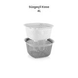 Melkan Home Süzgeçli Kase 4 Litre, Süzgeç Pirinç Süzgeci, Makarna Süzgeci, Çok Amaçlı Süzgeç & Kase Gri