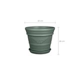 Melkan Home Yeşil Antik Papatya Desenli Saksı 12 Litre Yeşil