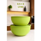 Melkan Home Yumuşak Kapaklı Saklama Kabı, Hamur Leğeni, Un Saklama Kabı, Büyük Boy Saklama Kabı Seti, 8,5L + 6L