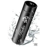 MELL & SWIPE Siyah Dereceli Kişiye Özel İsim Baskılı Çelik Dijital Led Sıcaklık Göstergeli Akıllı Termos 500ml