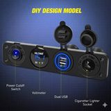 MELLİFERA 4’lü Marin Panel - Çift USB Şarj, Dijital Voltmetre, Çakmaklık Soketi ve On-Off Anahtar (12V/24V)