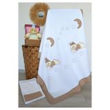 mellowbabystore %100 Pamuk Kahve Büyük Puanlı Uyuyan Ayı Desenli Bebek Pike Takımı