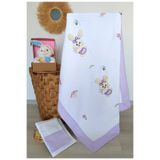 mellowbabystore %100 Pamuk Lila Tavşan Desenli Kalın Biyeli Bebek Pike Takımı
