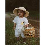Mells Baby Limon Nakışlı Müslin Çocuk Tulumu - Beyaz - 9 - 12 Ay
