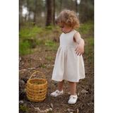Mells Baby Vintage Organik Pamuk Keten Kız Çocuk Elbise - 1 - 2 Yaş - Açık Ekru