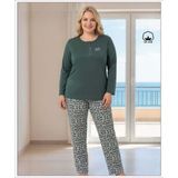 Melodi Kadın Büyük Beden %100 Pamuk Düğmeli Yaka Uzun Kollu Baharlık Pijama Takımı 17152 - 1 Adet