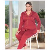 Melodi Kadın Büyük Beden %100 PAMUK Önden Düğmeli Uzun Kol Baharlık Pijama Takımı 17140- 1 Adet