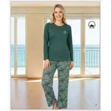 Melodi Kadın Standart Kalıp %100 Pamuk Bisiklet Yaka Uzun Kollu Baharlık Pijama Takımı 16228 - 1 Adet Xl Petrol