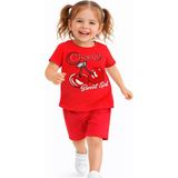 Melodi Kids Kız Çocuk Kiraz Model Şortlu Yazlık Alt Üst Pamuklu Takım - 2-3 Y - Kırmızı