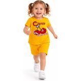 Melodi Kids Kız Çocuk Kiraz Model Şortlu Yazlık Alt Üst Pamuklu Takım - 3-4 Y - Sarı