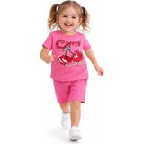 Melodi Kids Kız Çocuk Kiraz Model Şortlu Yazlık Alt Üst Pamuklu Takım - 5-6 Y - Pembe
