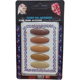 Melodi Scarf 5 Adet Çengelli Damla Eşarp Şal Türban Iğnesi Renkli ( Bej/kahverengi) - Bej - Kahverengi
