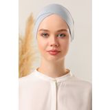 Melodi Scarf Bağlamalı Dikişsiz Çapraz Bone Açık Gri