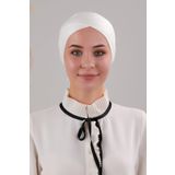 Melodi Scarf Bağlamalı Dikişsiz Çapraz Bone Ekru