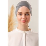 Melodi Scarf Bağlamalı Dikişsiz Çapraz Bone Koyu Gri