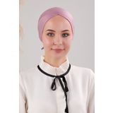 Melodi Scarf Bağlamalı Dikişsiz Çapraz Bone Pudra