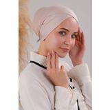 Melodi Scarf Bağlamalı Dikişsiz Çapraz Bone Taş Ten Rengi