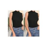 Melodi Scarf Kadın 2 Adet Sıfır Kol Tesettür İçlik Body Yarım Badi Kolsuz Badi Siyah Siyah
