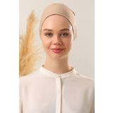 Melodi Scarf Kadın Tesettür Dikişsiz Bone Sütlü Kahve Bağlamalı Penye Bone