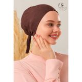 Melodi Scarf Kadın Tesettür Dikişsiz Penye Bone Pamuklu Kaymayan Bone Kahverengi