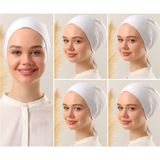 Melodi Scarf Kadın Tesettür Dikişsiz Set Bone Beyaz 5 Adet Bağlamalı Penye Bone - Standart