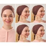 Melodi Scarf Kadın Tesettür Dikişsiz Set Bone Kahverengi 5 Adet Bağlamalı Penye Bone - Standart
