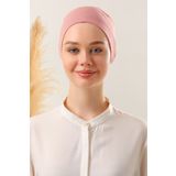 Melodi Scarf Kadın Tesettür Dikişsiz Set Bone Pudra 10 adet Bağlamalı Penye Bone
