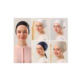 Melodi Scarf Kadın Tesettür Dikişsiz Set Bone Siyah Beyaz Ekru Lacivert Bej 5 adet Bağlamalı Penye Bone