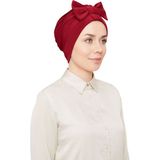 Melodi Scarf Kadın Tesettür Fiyonklu Dış Bone Hazır Türban Bordo - Standart