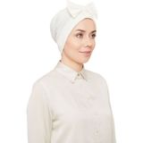 Melodi Scarf Kadın Tesettür Fiyonklu Dış Bone Hazır Türban Ekru - Standart
