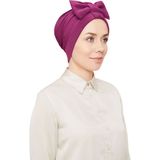Melodi Scarf Kadın Tesettür Fiyonklu Dış Bone Hazır Türban Mor - Standart