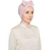 Melodi Scarf Kadın Tesettür Fiyonklu Dış Bone Hazır Türban Pudra - Standart