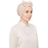 Melodi Scarf Kadın Tesettür Fiyonklu Dış Bone Hazır Türban Taş Rengi - Standart