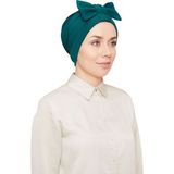Melodi Scarf Kadın Tesettür Fiyonklu Dış Bone Hazır Türban Zümrüt Yeşili - Standart
