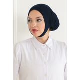 Melodi Scarf Kadın Tesettür Geniş Hacimli Pratik Ense Ve Çene Altından Geçmeli Kaymayan Çeneli Bone Lacivert