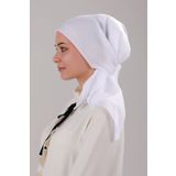 Melodi Scarf Kadın Tesettür İç Başörtüsü İç Tülbent Alt Tülbent Beyaz Oyalı Tülbent