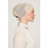 Melodi Scarf Kadın Tesettür Parisien Tüllü Climafit Likralı Nefes Alan Parizyen Dikişsiz Bone Bej