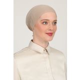 Melodi Scarf Kadın Tesettür Parisien Tüllü Climafit Likralı Nefes Alan Parizyen Dikişsiz Bone Sütlü Kahve