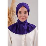Melodi Scarf Kadın Tesettür Pratik Çıtçıtlı Sandy Fular Deniz Havuz Uyumlu Hazır Bone Mavi - Standart