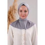 Melodi Scarf Kadın Tesettür Pratik Çıtçıtlı Sandy Fular Hazır Deniz Havuz Uyumlu Bone Açık Gri - Standart