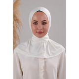 Melodi Scarf Kadın Tesettür Pratik Çıtçıtlı Sandy Fular Hazır Deniz Havuz Uyumlu Bone Ekru - Standart